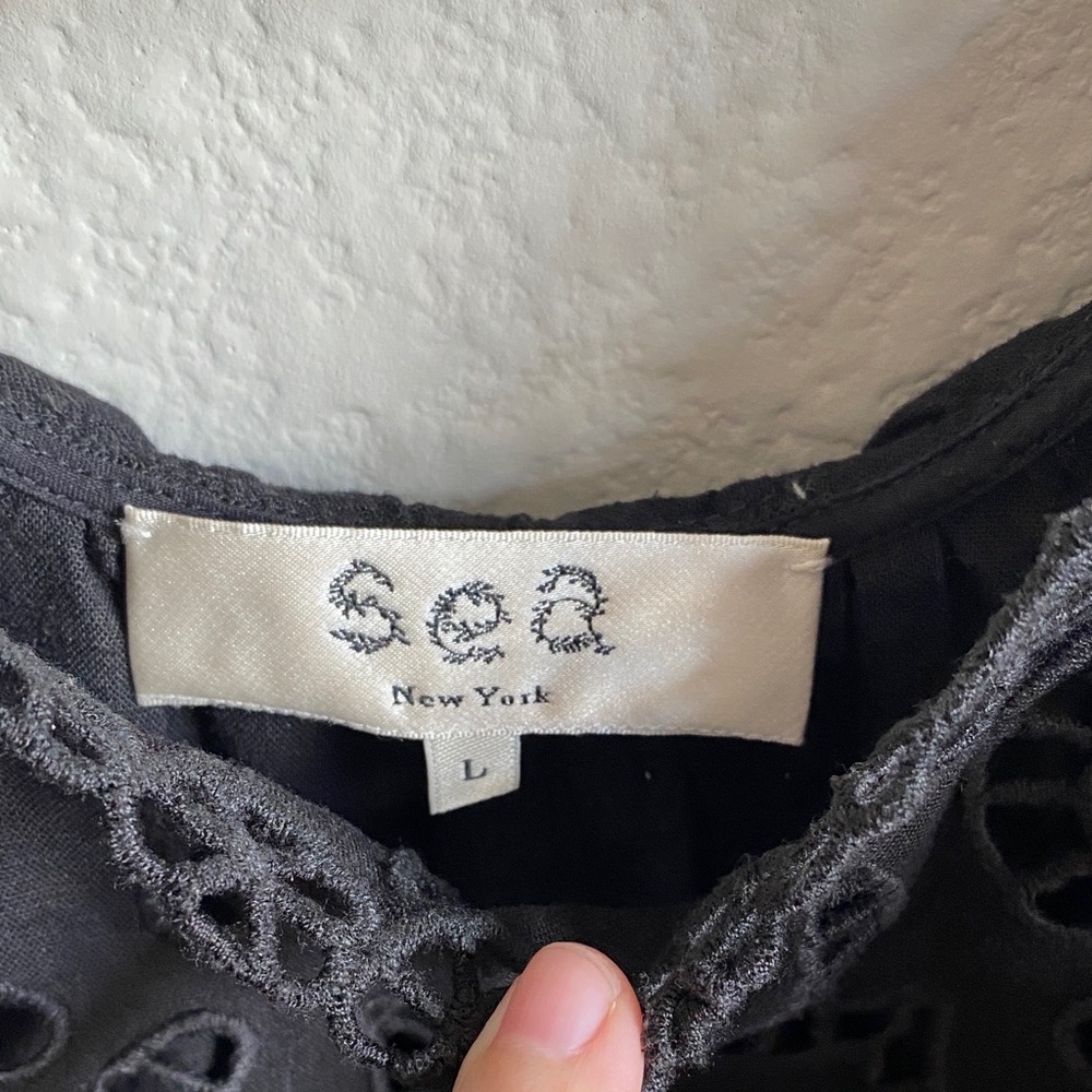 Sea New York Black Eyelet Ruffle Blouse - Picture 2 of 8